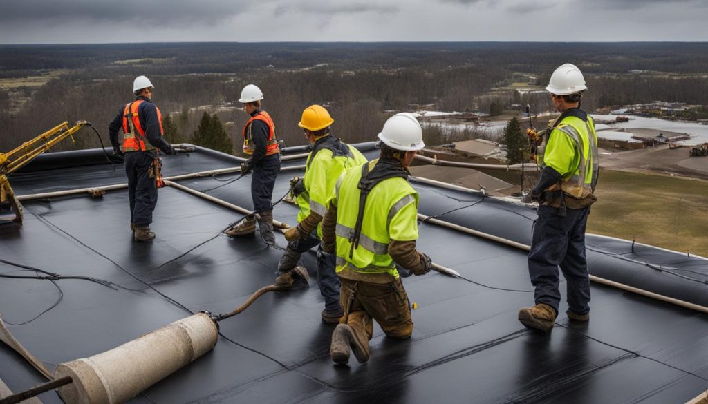 Daklekkage reparatie bij een bitumen dak