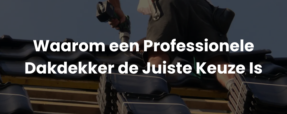 Waarom een Professionele Dakdekker de Juiste Keuze Is
